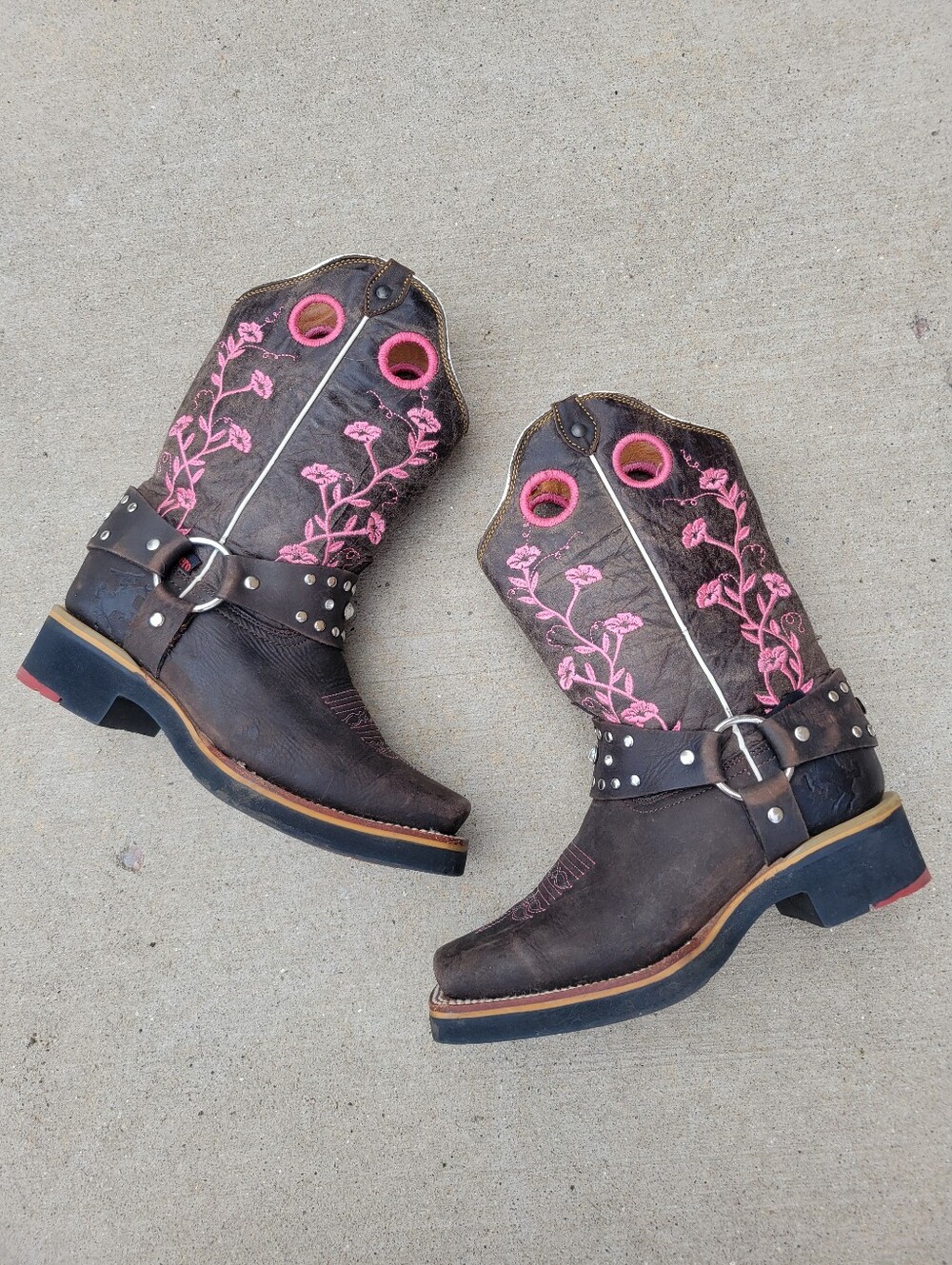 Women's Artillero Flower Embroidered Western Cowboy Boots Rhinestone 7